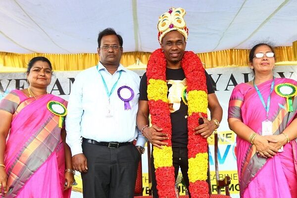 Dwayne Bravo, International Cricketer visits Velammal Vidyalaya, Mangadu on 1st July,2019